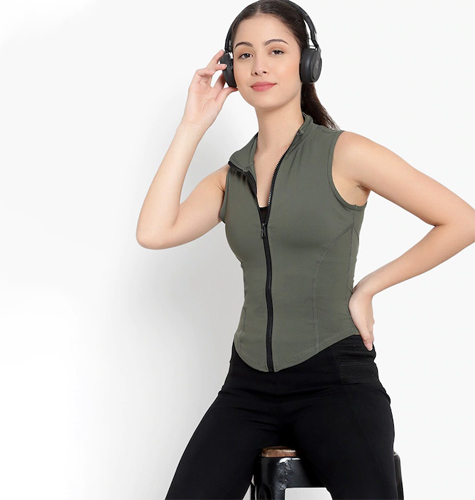 "Women Green Lightweight Crop Running Rapid Dry Sports Jacket "